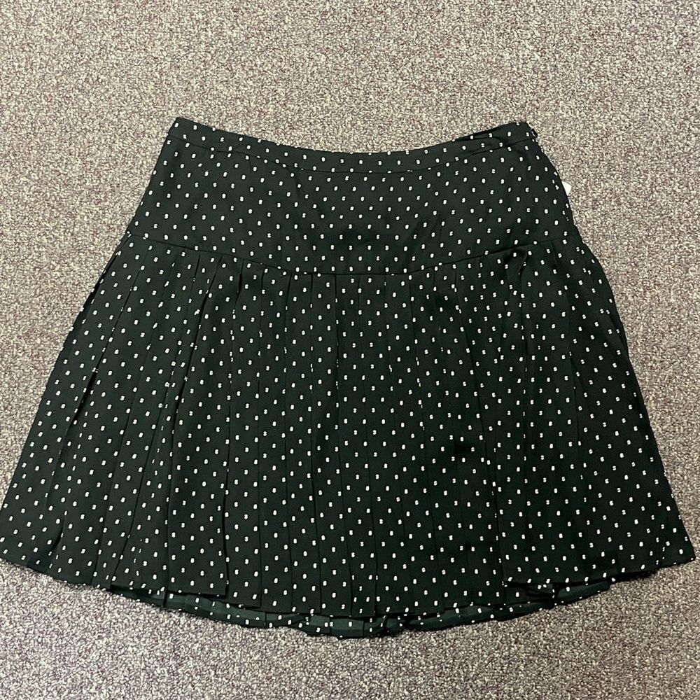 NWT Halogen Black Polka Dot Pleated Skirt - Size 12
